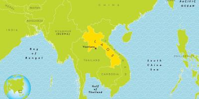 Laos na lokasyon sa mapa ng mundo