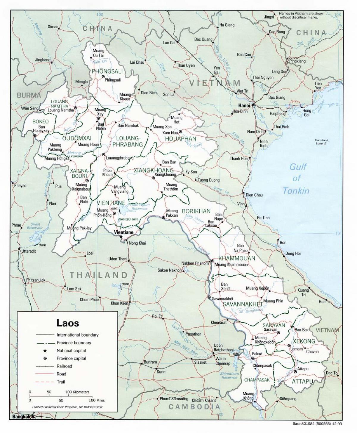 laos mapa na may mga lungsod