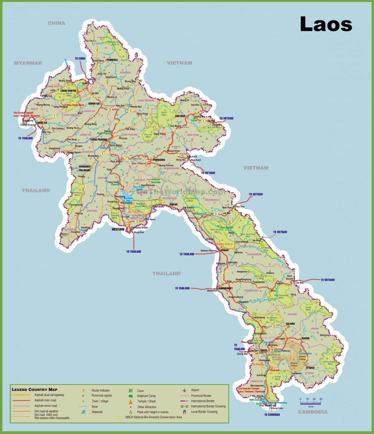 laos pinupuntahan ng mga turista mapa